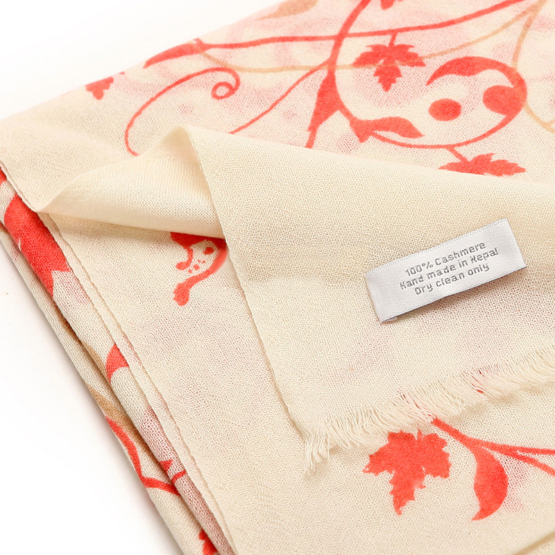 Pure Cashmere Scarves Orange Print Women Fashional Winter Scarf